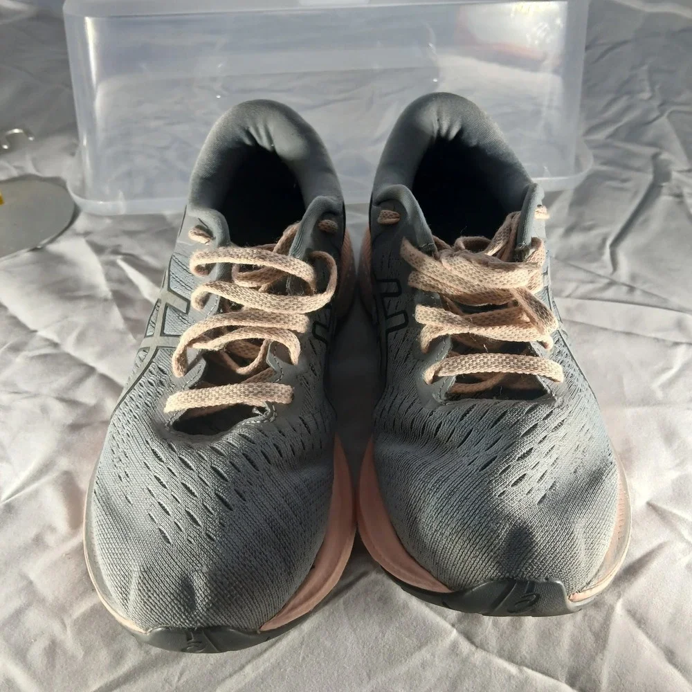 ASICS Gel Kayano 27 Running Shoes Womens Gray Peach‎ Athletic Sneakers